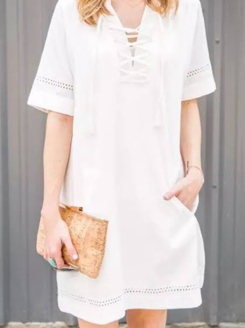Madewell X Daryl K Lace Up Dress Beverly White Cotton Shift XS Oversized $158